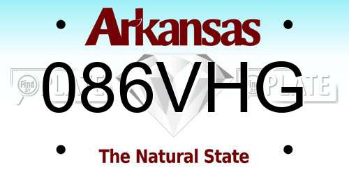 086VHG Arkansas License Plate