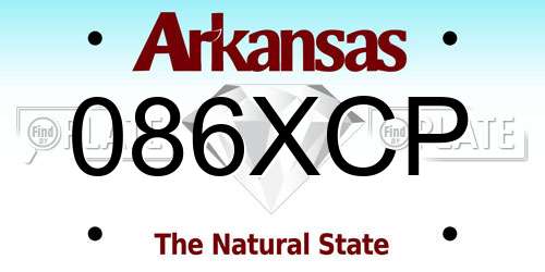 086XCP Arkansas License Plate