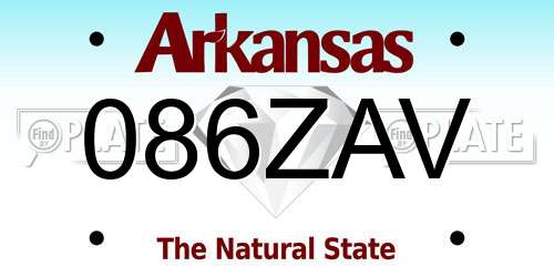 086ZAV Arkansas License Plate