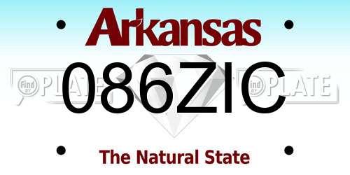 086ZIC Arkansas License Plate