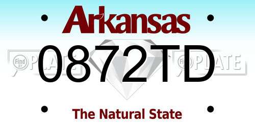 0872TD Arkansas License Plate