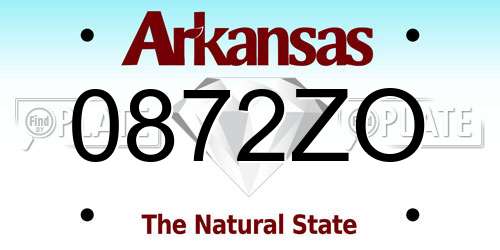 0872ZO Arkansas License Plate