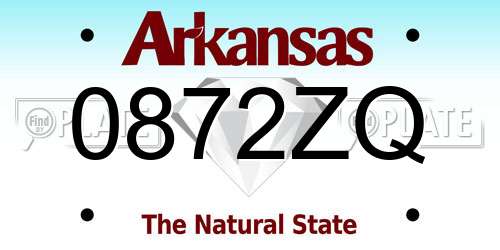 0872ZQ Arkansas License Plate