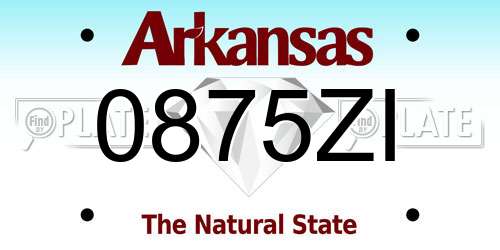 0875ZI Arkansas License Plate