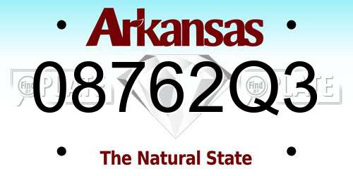 08762Q3 Arkansas License Plate