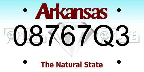 08767Q3 Arkansas License Plate