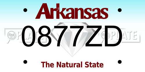 0877ZD Arkansas License Plate