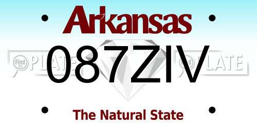 087ZIV Arkansas License Plate