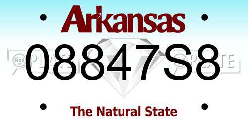 08847S8 Arkansas License Plate
