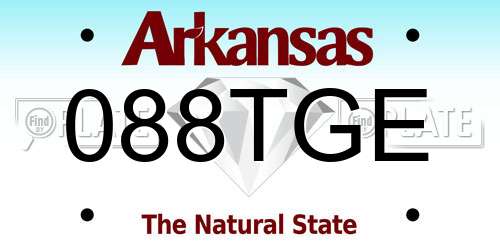 088TGE Arkansas License Plate