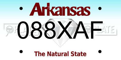 088XAF Arkansas License Plate