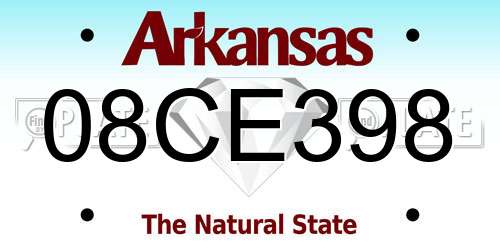 08CE398 Arkansas License Plate