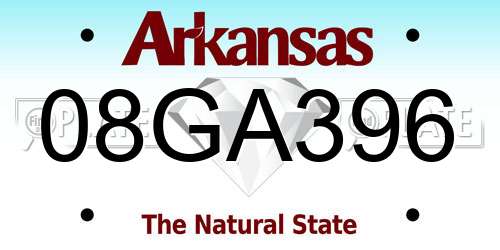08GA396 Arkansas License Plate