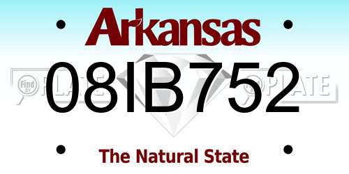 08IB752 Arkansas License Plate
