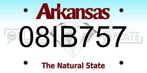 08IB757 Arkansas License Plate