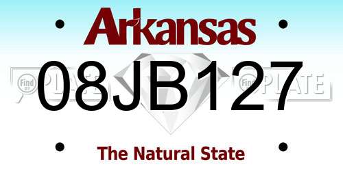 08JB127 Arkansas License Plate
