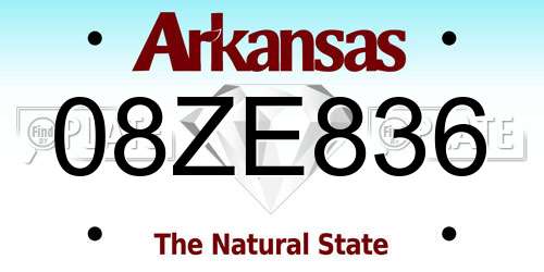 08ZE836 Arkansas License Plate