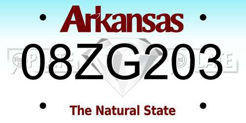 08ZG203 Arkansas License Plate