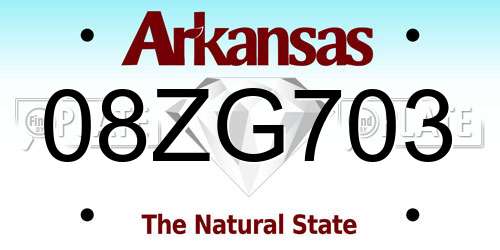 08ZG703 Arkansas License Plate