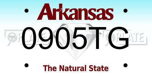 0905TG Arkansas License Plate