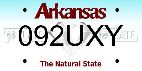092UXY Arkansas License Plate