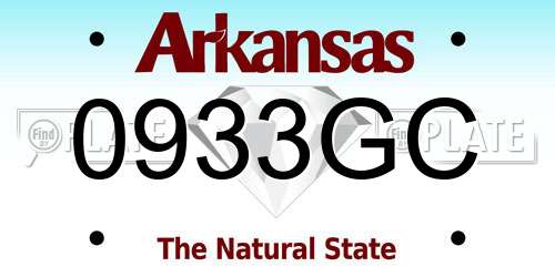 0933GC Arkansas License Plate
