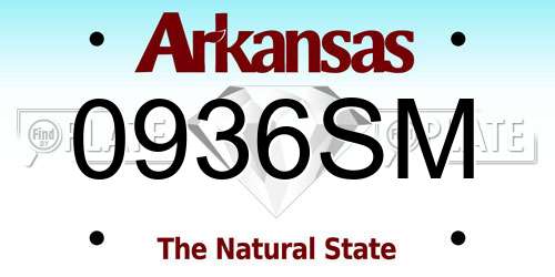 0936SM Arkansas License Plate