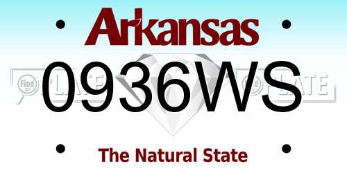 0936WS Arkansas License Plate