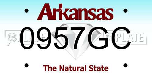 0957GC Arkansas License Plate