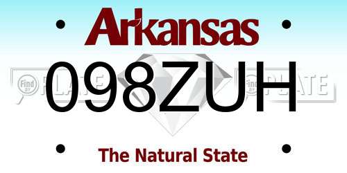 098ZUH Arkansas License Plate