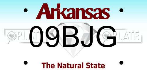 09BJG Arkansas License Plate