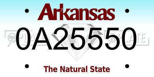 0A25550 Arkansas License Plate