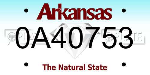 0A40753 Arkansas License Plate