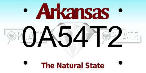 0A54T2 Arkansas License Plate