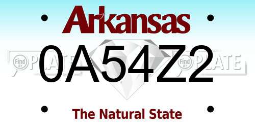0A54Z2 Arkansas License Plate