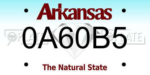 0A60B5 Arkansas License Plate