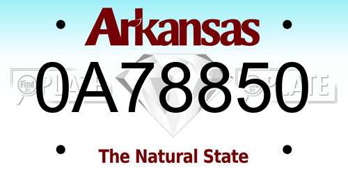 0A78850 Arkansas License Plate