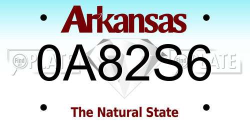 0A82S6 Arkansas License Plate