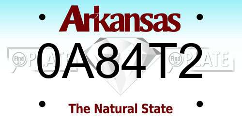 0A84T2 Arkansas License Plate
