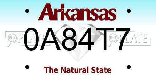 0A84T7 Arkansas License Plate