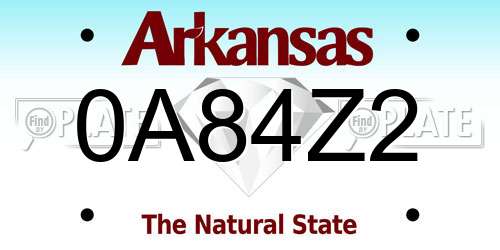 0A84Z2 Arkansas License Plate