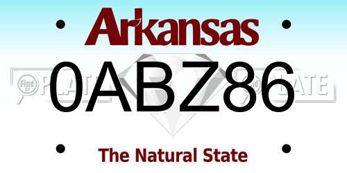 0ABZ86 Arkansas License Plate