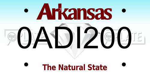 0ADI200 Arkansas License Plate