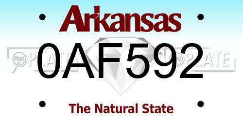 0AF592 Arkansas License Plate