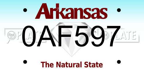 0AF597 Arkansas License Plate