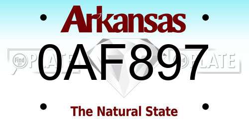 0AF897 Arkansas License Plate