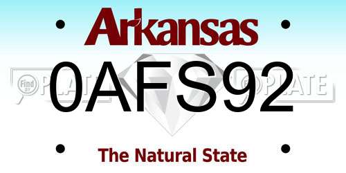 0AFS92 Arkansas License Plate