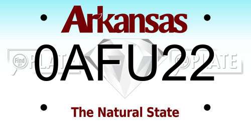 0AFU22 Arkansas License Plate