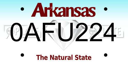 0AFU224 Arkansas License Plate