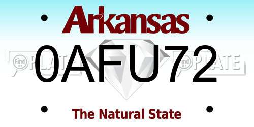 0AFU72 Arkansas License Plate